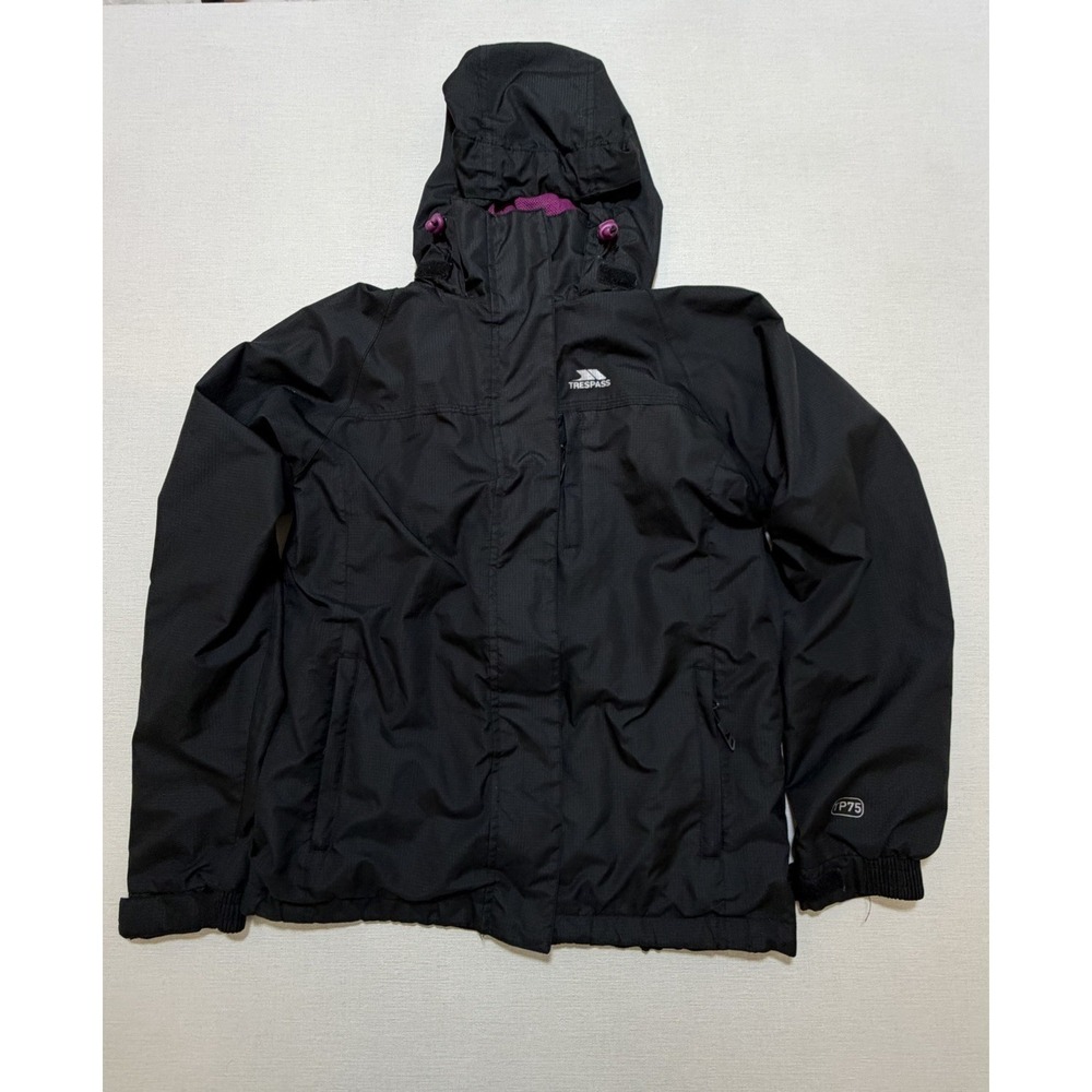 Trespass Waterproof Jacket Womens XS Black Pink 3000mm Technical Performance
